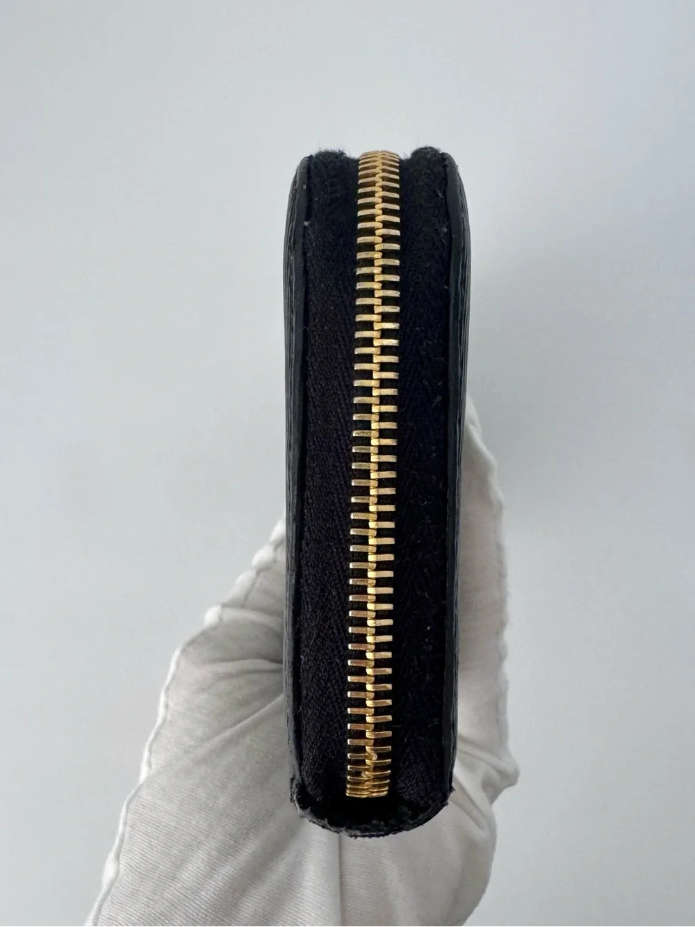 Prada Black Saffiano Zip-Around Clutch with Gold Logo